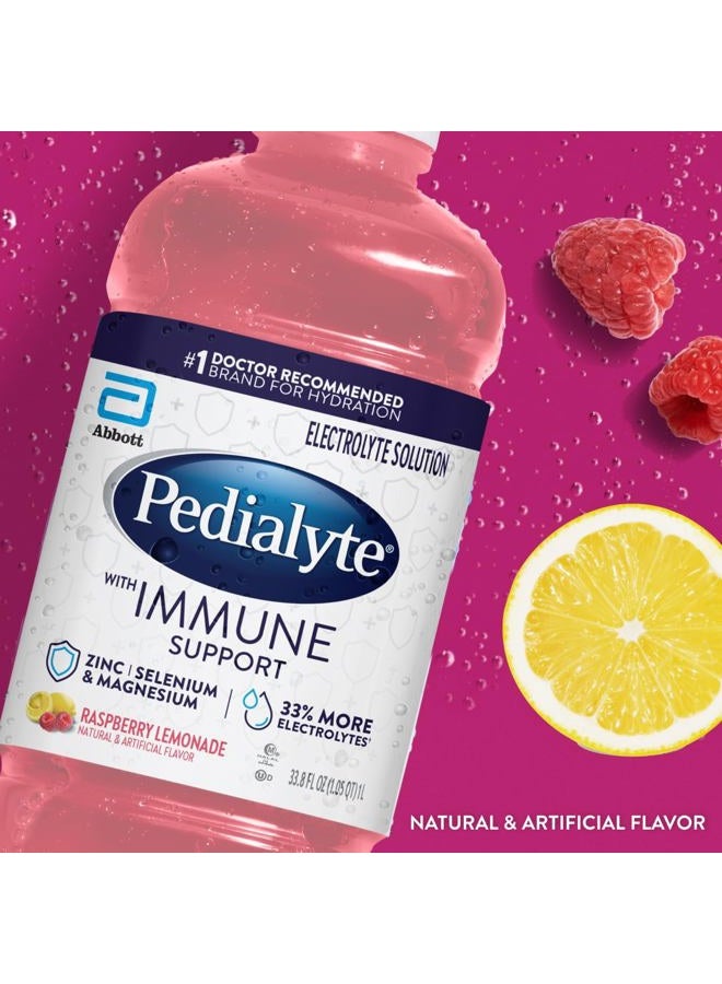 Pedialyte محلول إلكتروليت لدعم المناعة، مشروب ترطيب مع الزنك والسيلينيوم والمغنيسيوم، ليمون توت العليق، 1 لتر، عبوة من 4 - Image 2